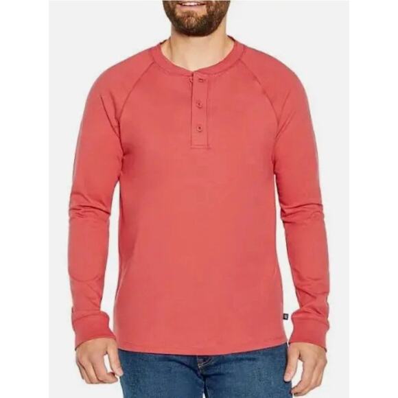 GAP Men's Long Sleeve Relaxed Fit Henley Mineral Red T-Shirt  Size M Classic - Picture 1 of 4